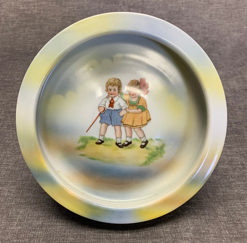 Vintage Early 1900s Germany Three-Crown Children's China Food Bowl 7.5" Diam